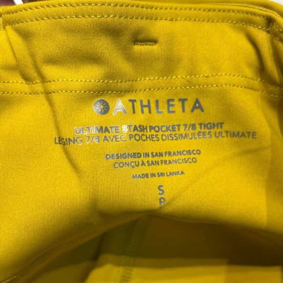 Athleta Ultimate Stash Pocket 7/8 Leggings Sz Small POCKETS Oxidized Yellow - Picture 7 of 12